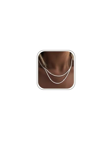 YEEZII Layered Gold Necklaces for Women Trendy, 3 Pcs 14K Gold Plated Choker Paperclip Box Chain Necklace, Stackable Women's Gold Pendant Necklaces Jewelry Set - color: Silver-B