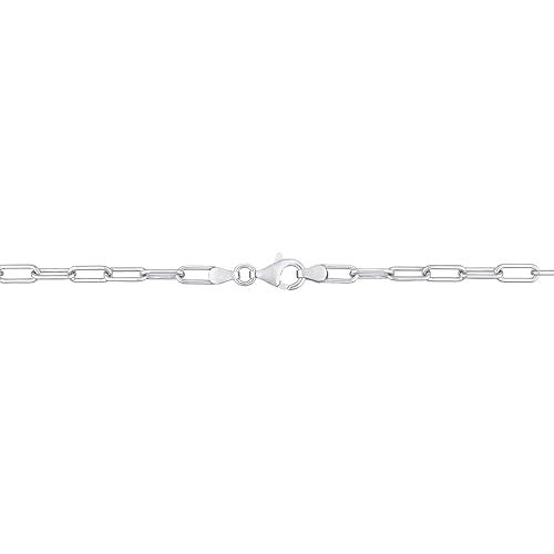 Italian Sterling Silver Paperclip Link Bracelet - Men & Women - 3.5mm, 5mm, 6mm - Available in Sterling Silver, Yellow Gold, Rose Gold - 9 inch, 7.5 inch - color: Silver, size: 3.5MM