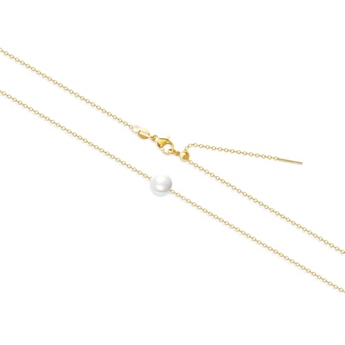 Zeffy Pearl Necklace 4MM/6MM/8MM Dainty Round Imitation Pearl Choker Necklace Wedding Pearl Necklace Delicate Jewelry for Women Simple Bridesmaid Jewelry Gifts - style: Single Pearl Adjustable Necklace