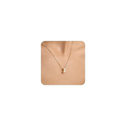 14K Gold Plated Bubble Letter Necklace, Tarnish Free and Waterproof Dainty Initial Necklace for Women, Trendy Personalized Gold Jewelry Gift for Her - color: Gold, style: J