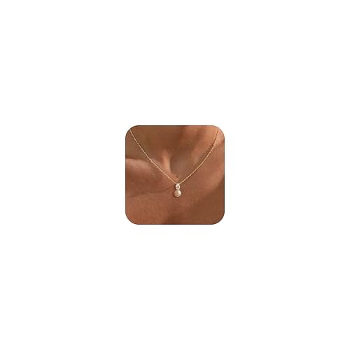 Pearl Necklaces for Women Trendy,14k Gold Plated Pearl Pendant Necklace Dainty Wedding Necklace Small Cute Gold Choker Necklace for Women Non Tarnish Gold Prom Jewelry Fashion Bridesmaids Gifts - color: GD-Teardrop pearl necklace