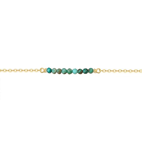 Womens Dainty Gold Chain Bracelet,Simple Layered Chain Bracelets,Beaded Turquoise Bracelet,Charm Crystal Bar,Heart,Karma,Triangle,Pearl Bracelets for Women - color: Turquoise Bar