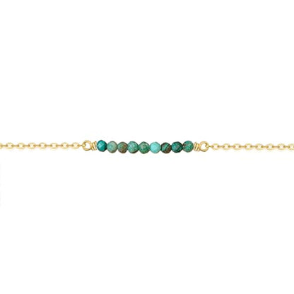 Womens Dainty Gold Chain Bracelet,Simple Layered Chain Bracelets,Beaded Turquoise Bracelet,Charm Crystal Bar,Heart,Karma,Triangle,Pearl Bracelets for Women - color: Turquoise Bar