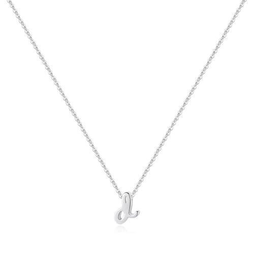 Memorjew 925 Sterling Silver Cursive Initial Necklace, Letter A-Z Necklace | 925 Sterling Silver Necklace, Dainty Letter Cursive Initial Necklaces for Women Trendy Jewelry, Birthday Gifts for Women Her - style: D-Silver