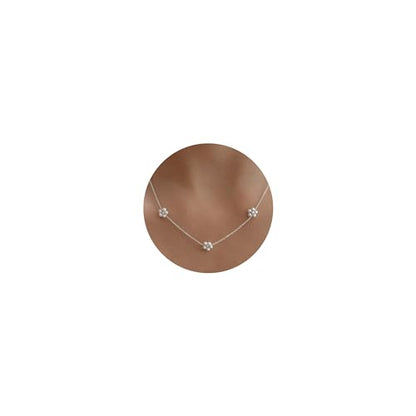 Pearl Necklace for Women- 14K Gold-plated/White Gold-plated Dainty Pearl Necklace for Women - color: Silver daisy flower