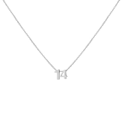 Number Necklace for Women Dainty 18K Gold Plated Pendant Necklace Charm Birth Month Personalized Jewelry Birthday Gift - color: SILVER, style: Number 14