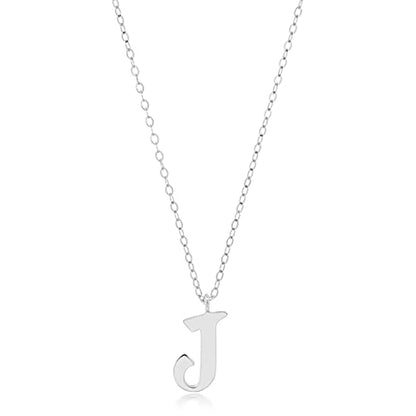 MAX + STONE 10k Solid White or Yellow Gold Dainty Script Initial Extendable Necklace, 16+2 inches - style: 10k White Gold / Letter J