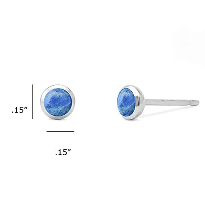 Boma Jewelry Sterling Silver Mini Circle Stud Earrings - color: Synthetic Lapis