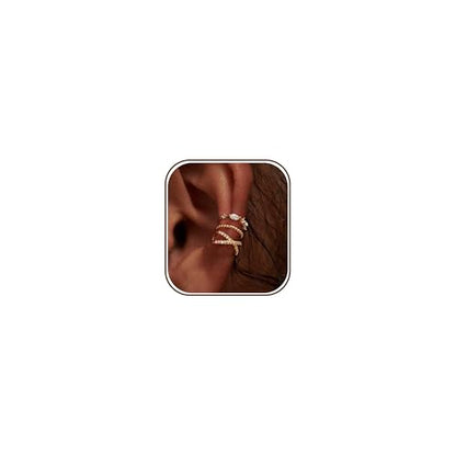 Ear Cuff Earrings for Women Non Piercing,Dainty 14K Gold Plated Chain Cartilage Earrings Set Gold Statement Cuff Earring Stack Fashion Cartilage Earrings for Women Trendy Gold Jewelry - color: ear cuff1-Gold