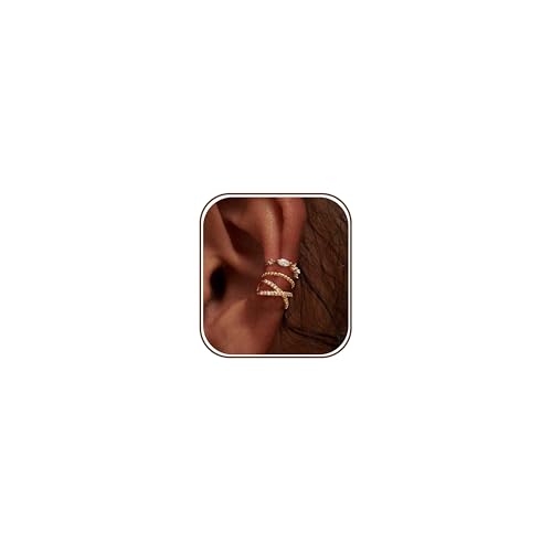 Ear Cuff Earrings for Women Non Piercing,Dainty 14K Gold Plated Chain Cartilage Earrings Set Gold Statement Cuff Earring Stack Fashion Cartilage Earrings for Women Trendy Gold Jewelry - color: ear cuff1-Gold