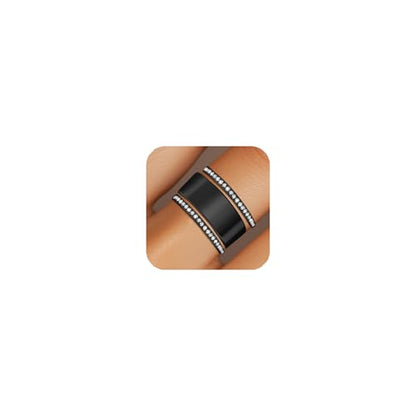2-Pack 14K Gold Plated Stacking Rings for Oura Ring Gen 5/4/3 | Cubic Zirconia，oura ring stack accessories，Diamond Rings for Women - color: Black