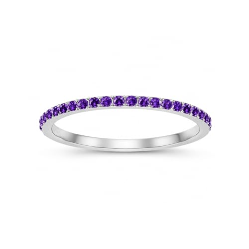 Birthstone Rings For Women, Silver Stackable Cubic Zirconia Stainless Steel Birth Stone Ring To My Daughter/Mom Birthday Unique Gifts Jewelry - color: 06-Silver-June