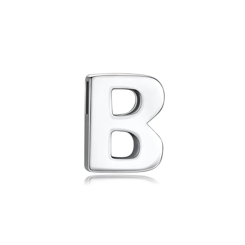 CANDYFANCY Initial Pendant 925 Sterling Silver Letters Personalized Alphabet Pendant Fit 1mm Box Chain - color: Alphabet B Pendant