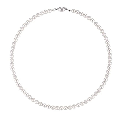 Pearl Necklace for Women Paperclip Chain Chunky Gold Necklace, Freshwater Cultured Pearls Trendy Link Chain 18K Gold Plated Dainty Pearl Choker - color: 6mm White Pearl Necklace