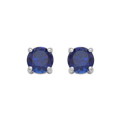 Amazon Essentials Sterling Silver Round Birthstone Stud Earrings - color: Created Blue Sapphire, September