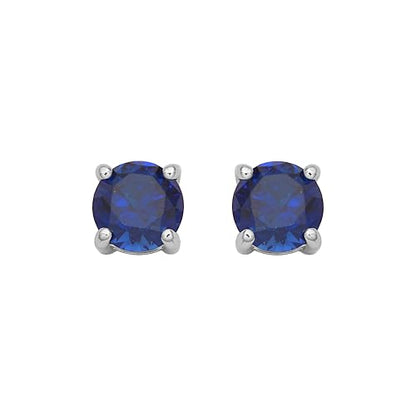 Amazon Essentials Sterling Silver Round Birthstone Stud Earrings - color: Created Blue Sapphire, September