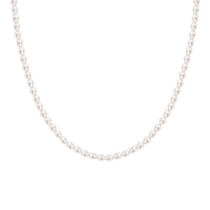EAMTI Freshwater Cultured Pearl Necklace for Women, 3-4mm Dainty Pearl Beaded Choker, Classic Strand Necklace 16 Inch Layering Jewelry - color: 4.5-5mm-White