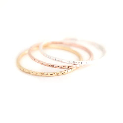 stackable ring. STARDUST stacking band. one 14k yellow gold filled, rose gold filled or sterling silver. stacking rings. minimalist ring. slim ring. mixed metal texured rings.
