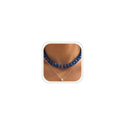 Chunky Beaded Necklace for Women, Colorful Trendy Statement Summer Jewelry Gift - color: necklace-33