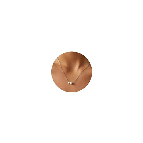 Gold Pearl Necklaces for Women Trendy, 14K Gold Plated Dainty Necklace Simple Single Double Layered Pearl Pendant Necklaces for Women Wedding Birthday Jewelry Gifts - color: 1-Double Pearl - Gold
