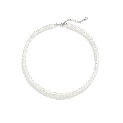Chunky Pearl Choker Necklace - Stackable Statement Wedding Party Jewelry Gift - size: 8mm pearl