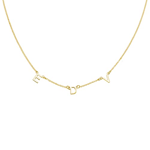 OAK & LUNA Inez Initial Necklace - Gold Plated & Sterling Silver — A-Z Letter Pendant on 15″ + 2″ Adjustable Cable Chain - color: 18K Gold Plated Silver, style: Letter P