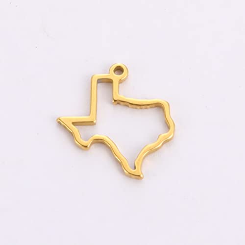 kkjoy 5Pcs Hollow Continents Maps of USA Pendant Charms for Jewelry Making and Crafting, Stainless Steel Mini Charm Craft Supplies Accessories for DIY Bracelet Necklace Earrings - color: Hollow Texas Map - Gold