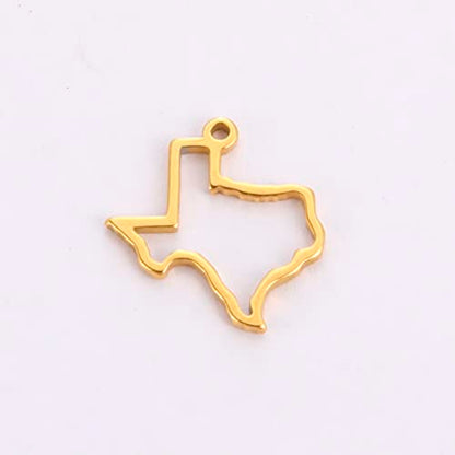 kkjoy 5Pcs Hollow Continents Maps of USA Pendant Charms for Jewelry Making and Crafting, Stainless Steel Mini Charm Craft Supplies Accessories for DIY Bracelet Necklace Earrings - color: Hollow Texas Map - Gold