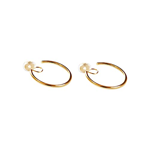 Clip On Hoop Earrings for Women Not Pierced Gold Silver Large Chnky Square Twisted Comfortable Coil Hoop Clip On Earrings - color: 30mm Hoop Gold