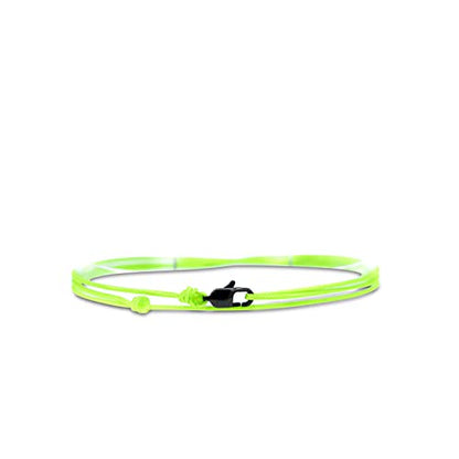 Made by Nami Surfer Anklet with Snap Hook Clasp Waterproof & Adjustable Thin String Ankle Bracelets for Women and Men Handmade Jewelry for Beach and Music Festival Accessories - color: Neon Green Black