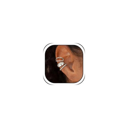 Ear Cuffs Non Piercing Ear Cuff for Women Clip on Huggie Hoop Earrings Gold Fake Earring Cuff with Chain Clips Minimalist Jewelry - color: A4:3pcs silver