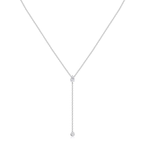 Lariat Necklace for Women, Non Tarnish Dainty Chain Stackable 14K Gold Plated Cute Trendy Layered Necklaces Elegant Jewelry Gift for Women Her - color: Silver, style: SD