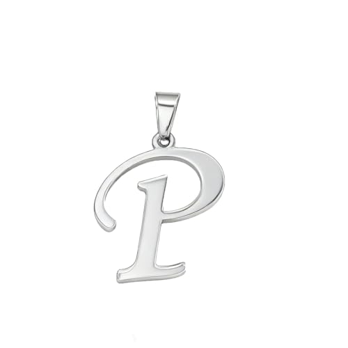 Stainless Steel Initial Letter Connector Charms Alphabet Pendant Diy Craft for Jewelry Making Necklaces Bracelets Keychain - color: Stainless Steel P