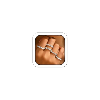 Bling Rhinestone Stretch Rings Set for Women Trendy, Funky Cute Sparkly Cubic Zirconia Stackable Knuckle Ring Y2K Party Prom Jewelry Gift Accessories