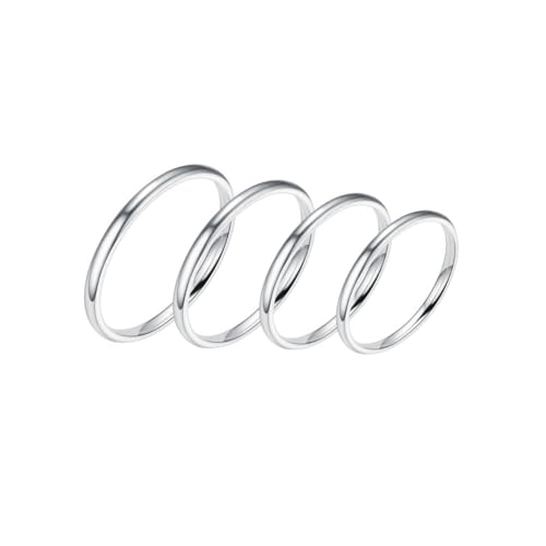 DATOA 4Pcs Stainless Steel Toe Rings Set for Women Minimalist Stackable Plain Thin Band Toe Rings Beach Foot Jewelry - color: Silver