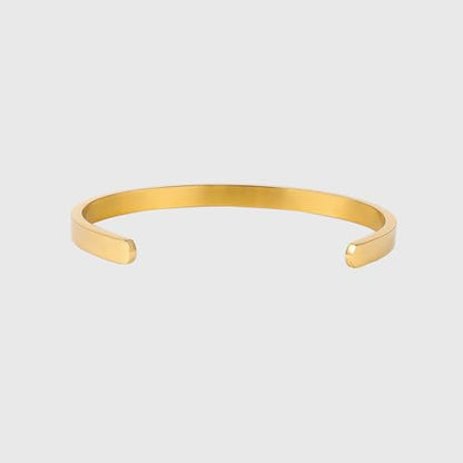 Stainless Steel Open Bangle Bracelet for Women 6mm/8mm Fashion Adjustable Wristband - color: A-Gold, size: 6mm