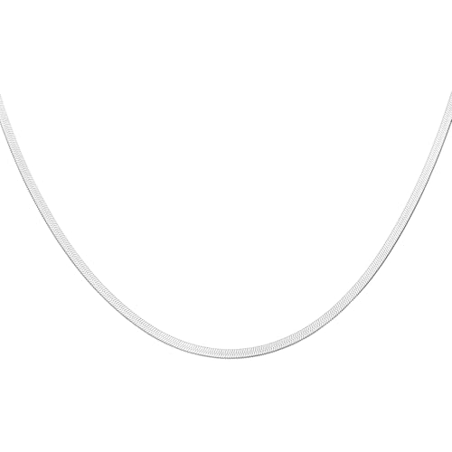 HARFINGTON Herringbone Necklaces Stainless Steel Snake Chain Necklace Adjustable Flat Chain for Jewelry Gift - color: Silver, size: 22" x 0.12"