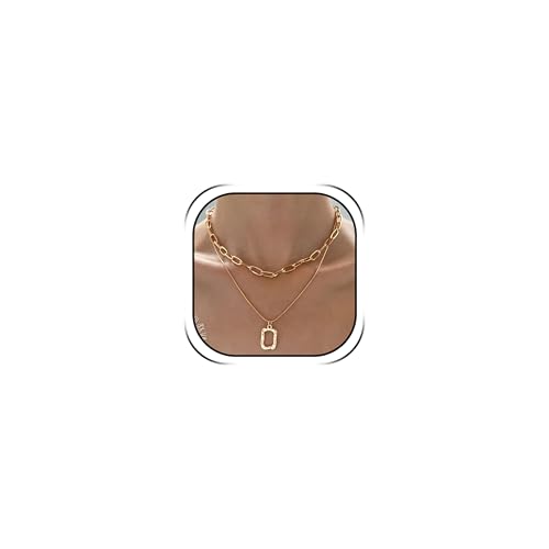 HUASAI Boho Necklaces for Women Dainty Layered Choker Necklace Bohemian Turquoise Necklace Statement Jewelry Western Cowgirl Country Concert Outfits Accessories - color: O Gold Square Necklace