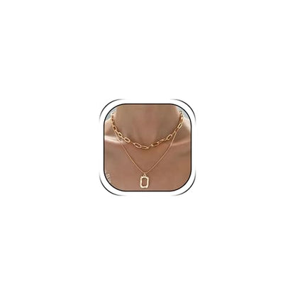 HUASAI Boho Necklaces for Women Dainty Layered Choker Necklace Bohemian Turquoise Necklace Statement Jewelry Western Cowgirl Country Concert Outfits Accessories - color: O Gold Square Necklace