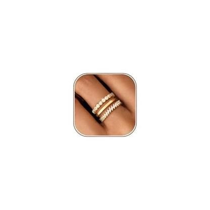 KAERUN Stackable Gold Rings for Women Non Tarnish Dainty 14K Gold Plated Stacking Rings Cubic Zirconia Thumb Ring Set Trendy Statement Wedding Bands Promise Engagement Rings for Women Size 6-10 - style: stack-C