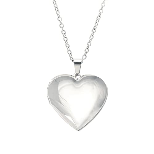 Paialco Heart Shaped Locket Pendant Necklace for Women - color: Silver-Smooth