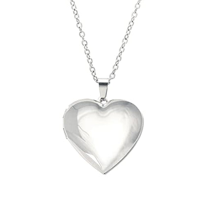 Paialco Heart Shaped Locket Pendant Necklace for Women - color: Silver-Smooth