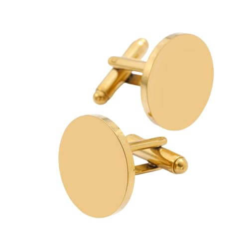 Classic Stainless Steel Cufflinks for Men, Round/Square/Oval Cuff Links,Groom Wedding Cufflinks Gift for Groomsmen, Father's Day - color: Gold Round, size: 20mm