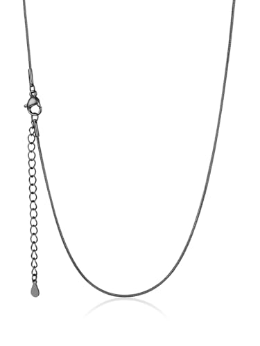 U7 Snake Necklace for Women 14K Gold Plated/Silver/Rose Gold/Black Chain Necklace Hypoallergenic, Stainless Steel Tiny Snake Chain Necklace 1/1.2/1.5/2MM, 14-30" Adjustable Minimalist Gift - color: d.Black-1mm