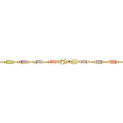 Barzel 18K Gold Plated Gold and Multi Color Crystal Baguette Anklet - color: BR199-10