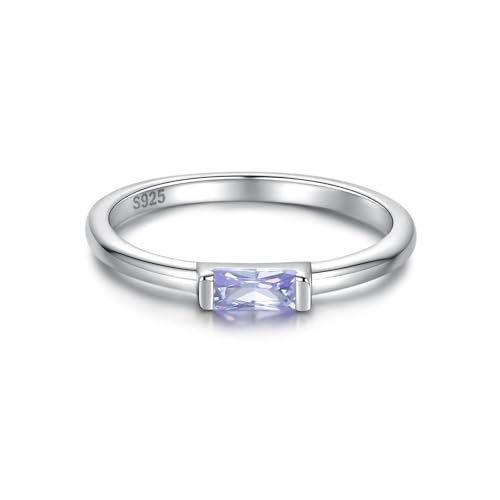 Sariel Birthstone Rings Jewelry 925 Sterling Silver Colorful Stackable Promise Ring for Women Wife Girlfriend Mom - color: June