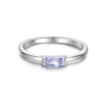 Sariel Birthstone Rings Jewelry 925 Sterling Silver Colorful Stackable Promise Ring for Women Wife Girlfriend Mom - color: June