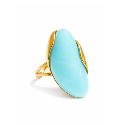Mchic Colorful Chunky Statement Ring for Women: Boho Large Oval Acrylic Finger Ring Stainless Steel Adjustable Beach Summer Y2K Handmade Jewelry Gift for Women - color: Turquoise