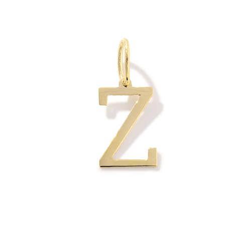 14K Solid Gold Initial Letter Charm Pendant for Women - Personalized Block Letter Add On Charm (A to Z All Letters) - color: Z