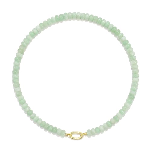 Beaded Gemstone Necklaces for Women Bohemian Colored Choker Natural Stone Bead Summer Beach Handmade Jewelry Necklace - color: Light Green
